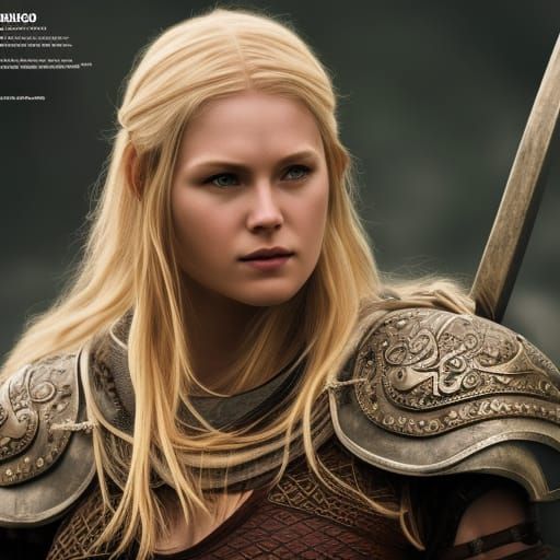 Hyperrealistic Viking Warrior Woman: Digital Matte Painting