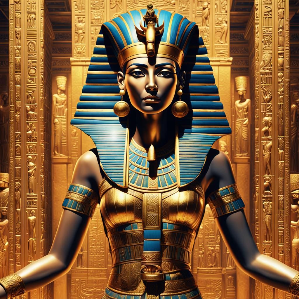 Cleopatra as Egyptian Goddess in Ancient Temple