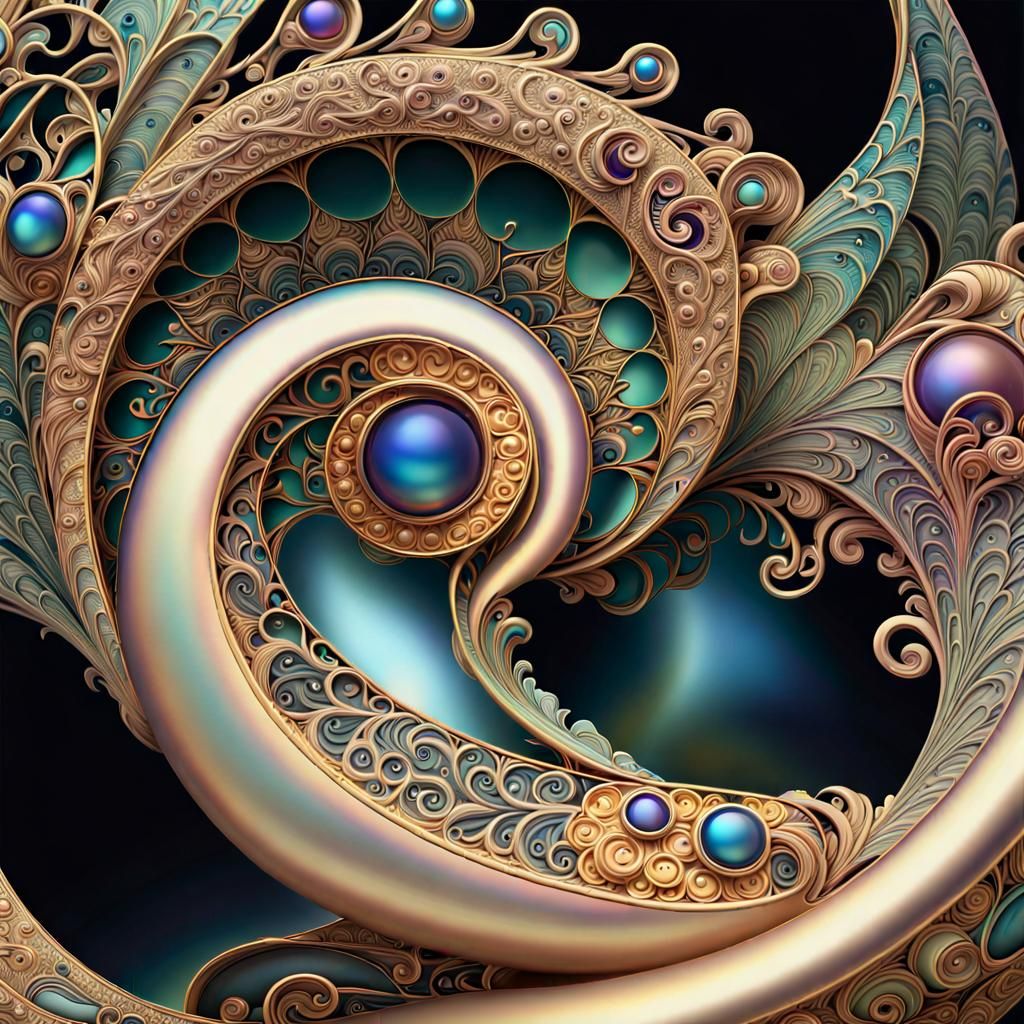 Intricate Cornucopia in Art Nouveau Style