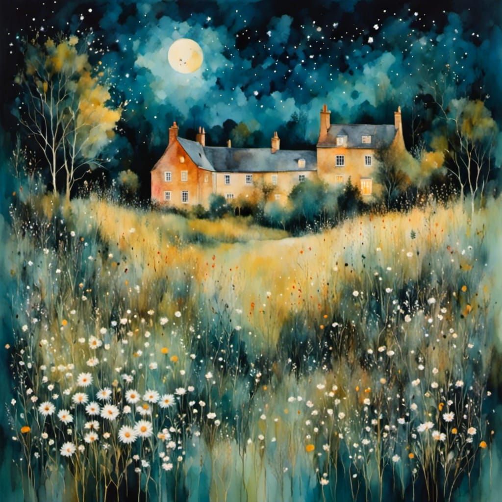 Dreamlike Summer Night in Gentle Ethereal Style