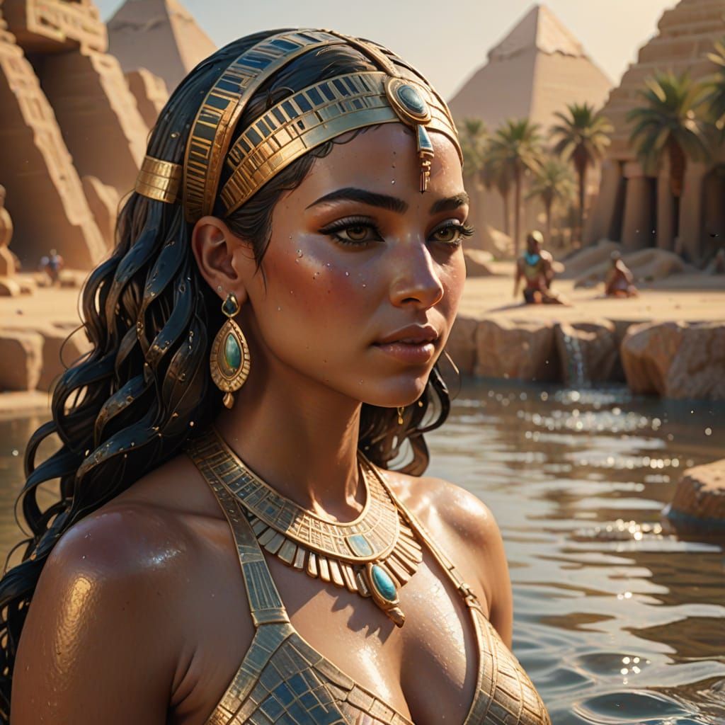 Princess Cleopatra in Ancient Egyptian Artistic Style