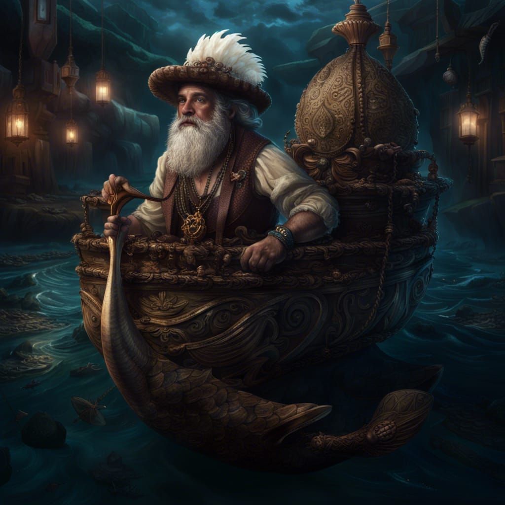 Merman with Wish Machine: Epic Digital Painting