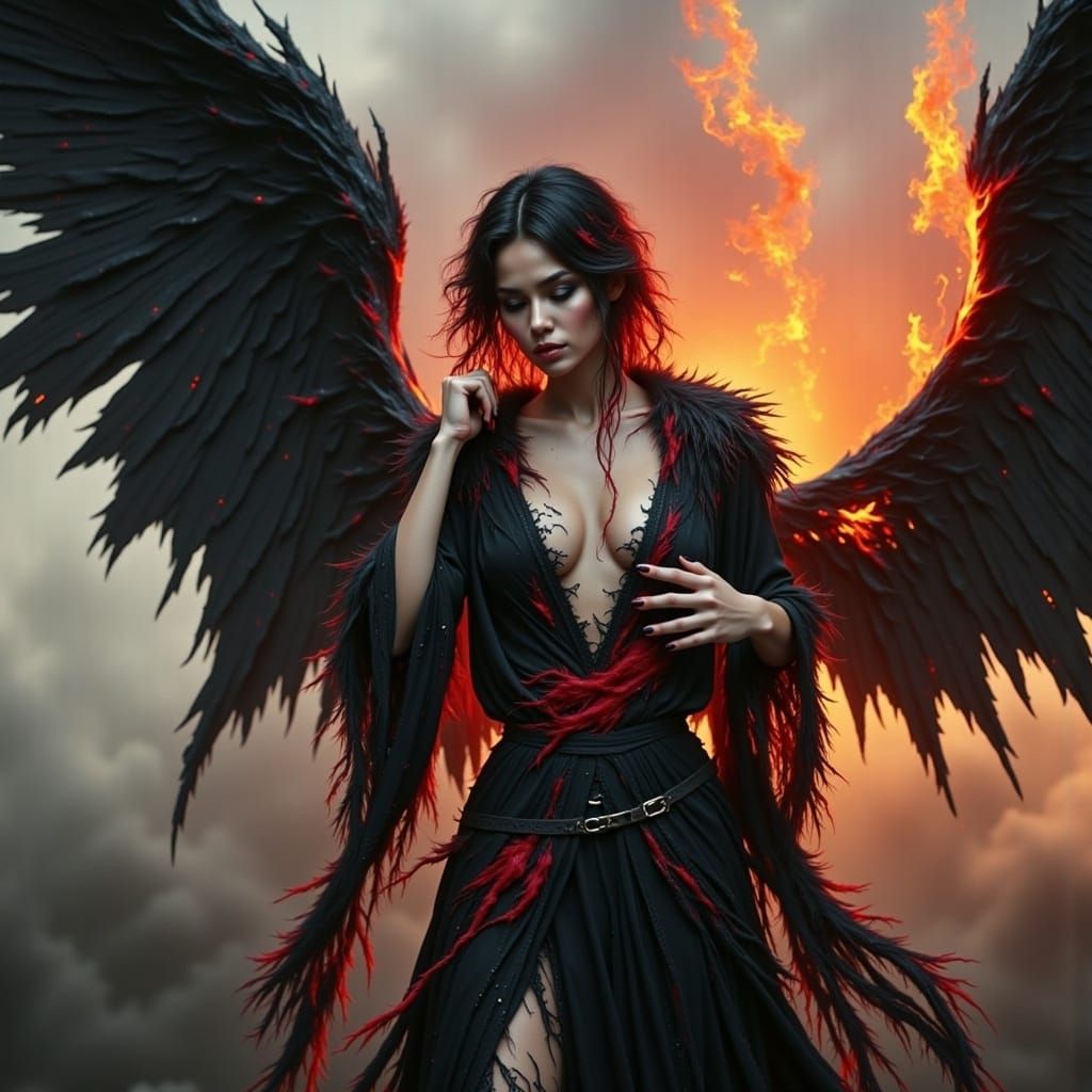 Ethereal Angel of Death in Dark, Gothic Style