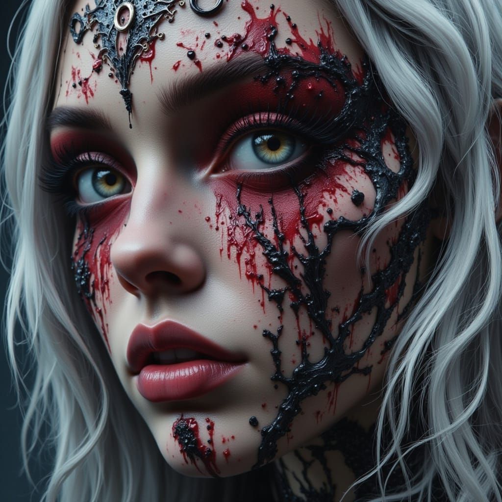 Dark Cyberpunk Landscape with Gooey, Muted Colors