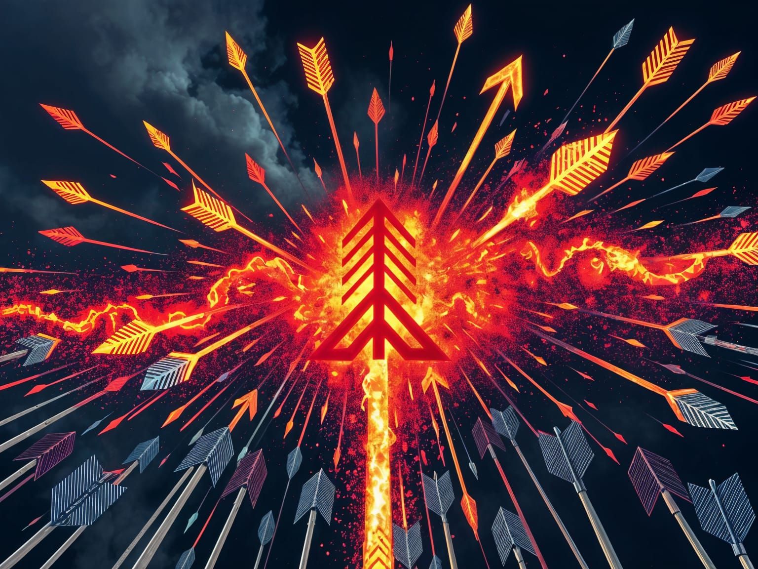 Abstract Arrow Explosion in Minimalist Style