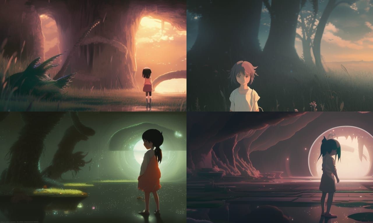 Melancholic Anime Girl in Studio Ghibli Style