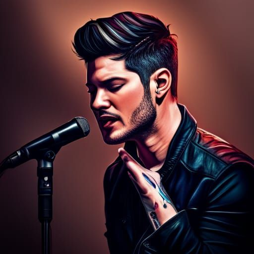 Singer in Concert: Moody, Hyperrealistic Close-Up