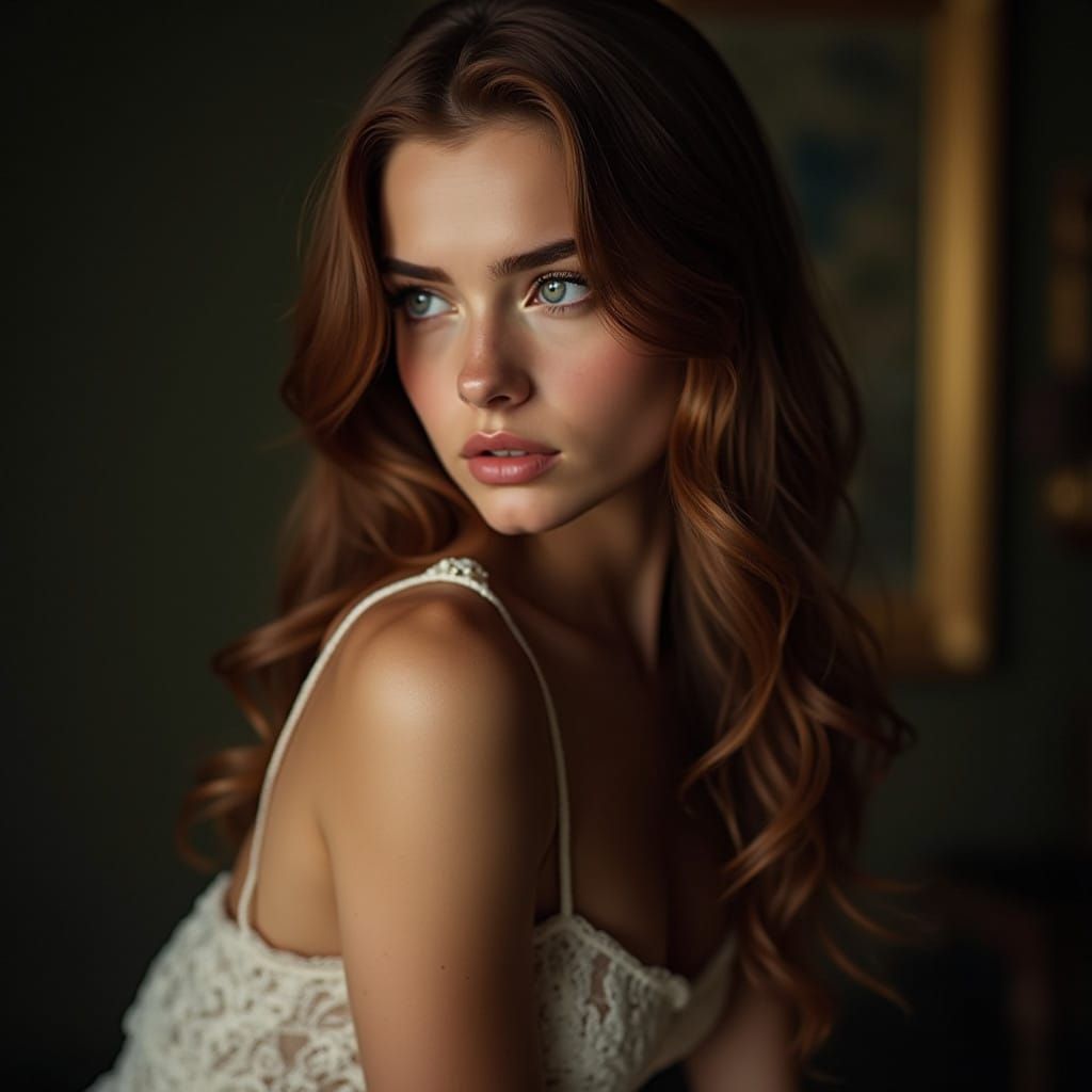 Elegant Russian Beauty in Golden Light