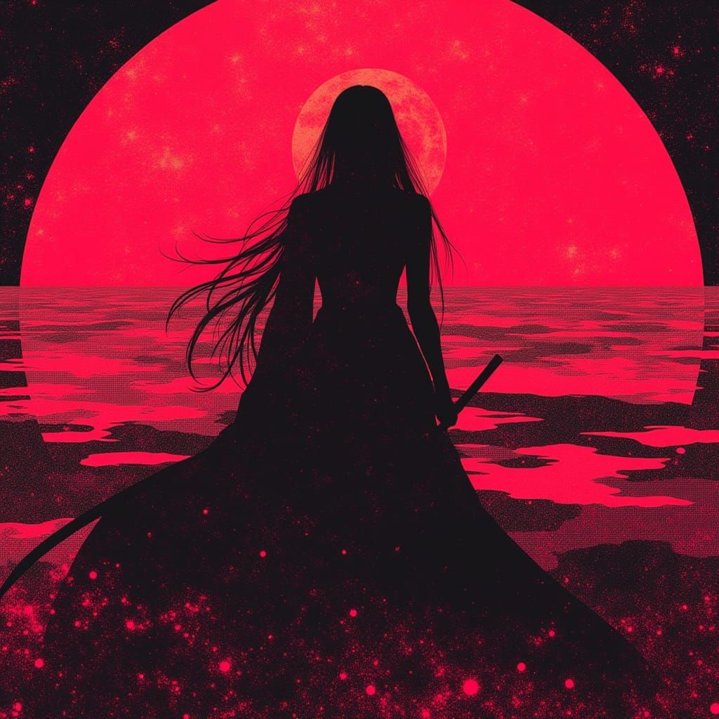 Immortal Ninja Assassin in Glitch Art Style