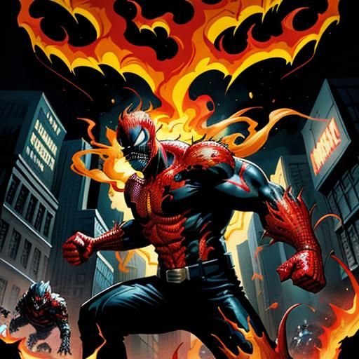 Carnage Symbiote vs Miss Peregrine: Comic Book Art