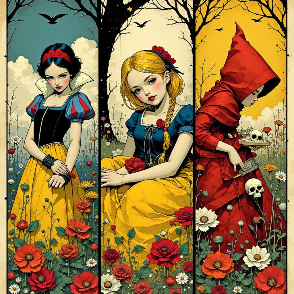 Fairy Tale Characters in Ed Hardy Tattoo Style
