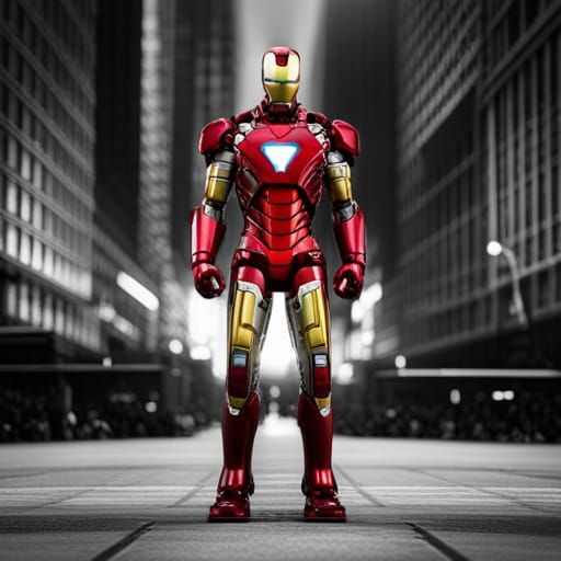 Hyperrealistic Iron Man in Sharp Focus, Cinematic Compositio...