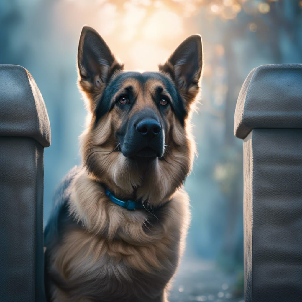 German Shepherd Guards Ethereal Cloud Palace