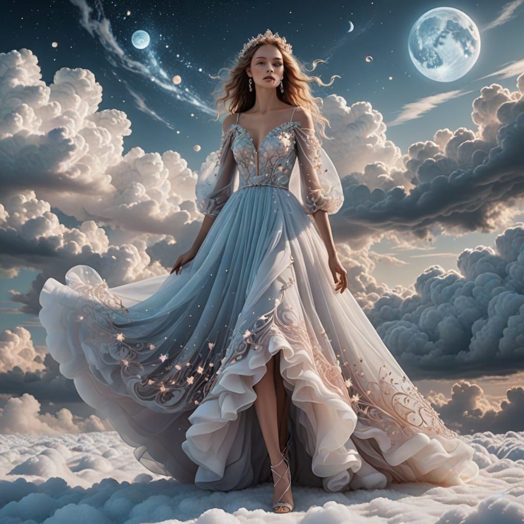 Ethereal Cloud Goddess Struts on Celestial Runway