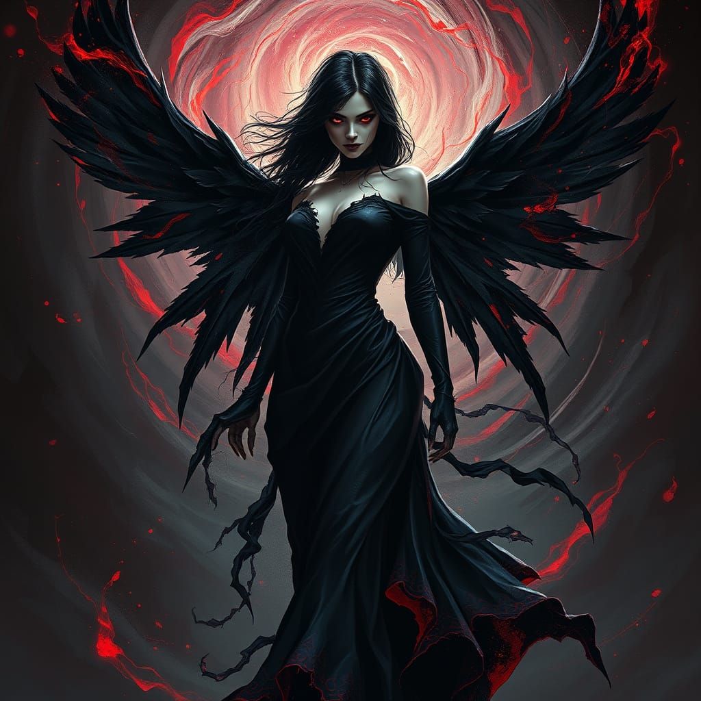 Dark Goddess Emerges from Vortex of Shadows