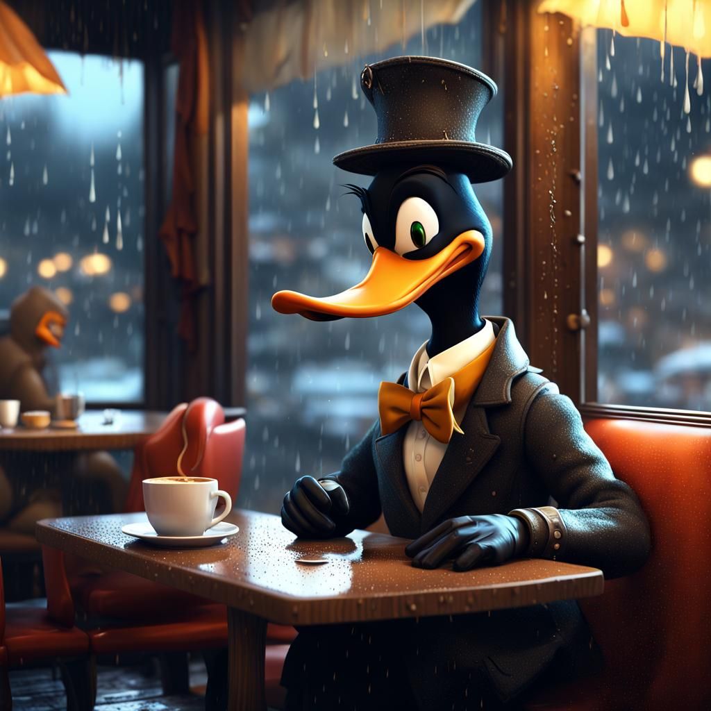 Daffy Duck Coffee Break: Detailed Digital Art