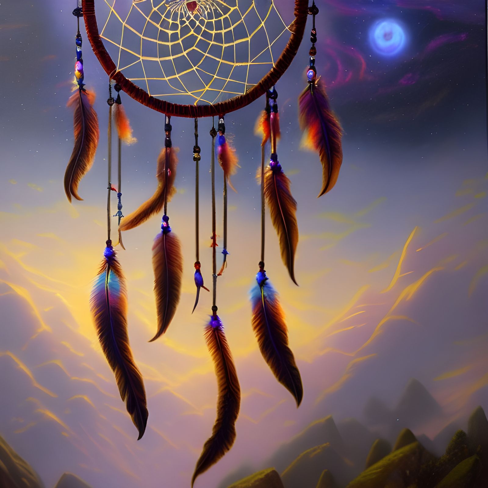Dreamcatcher: Oil Painting in Astral Cosmic Style