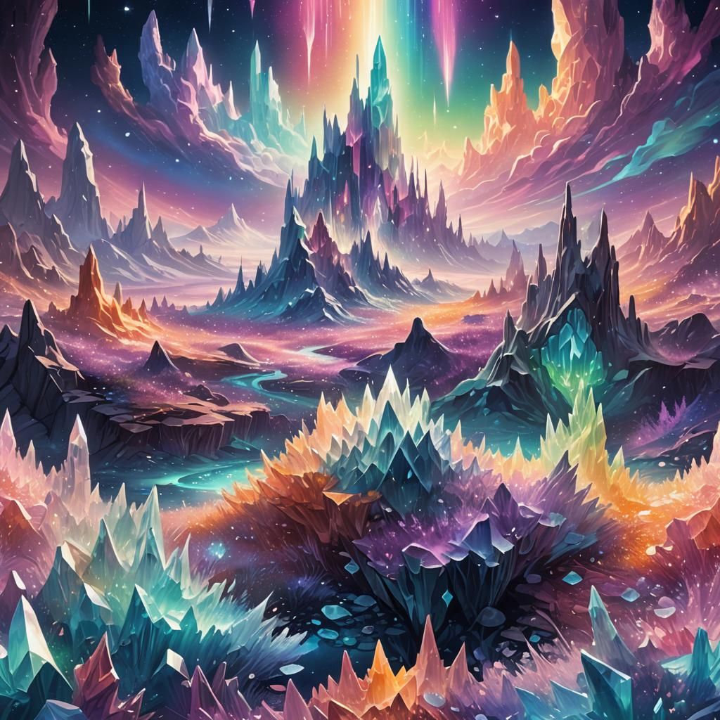 Luminescent Crystal Fields in Dreamlike Cosmic Art