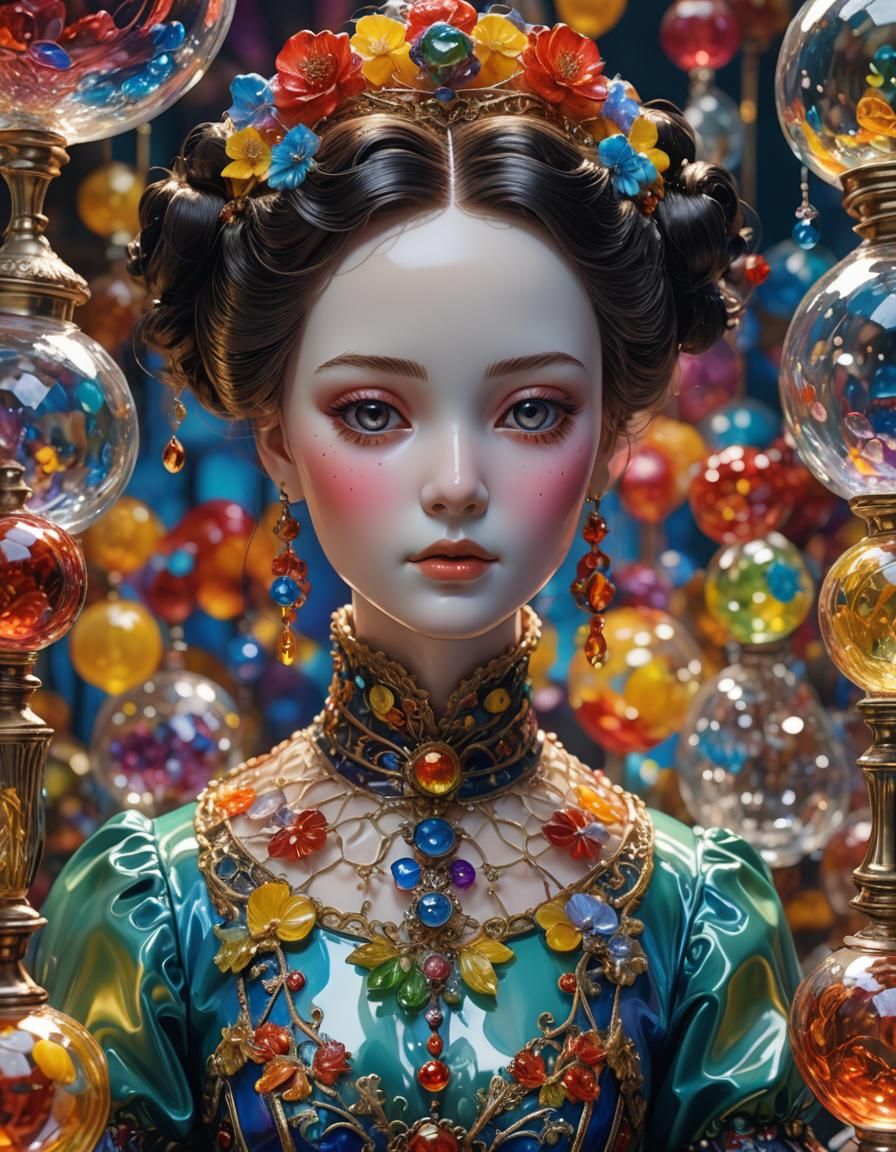 Victorian China Doll in Blown Glass Style