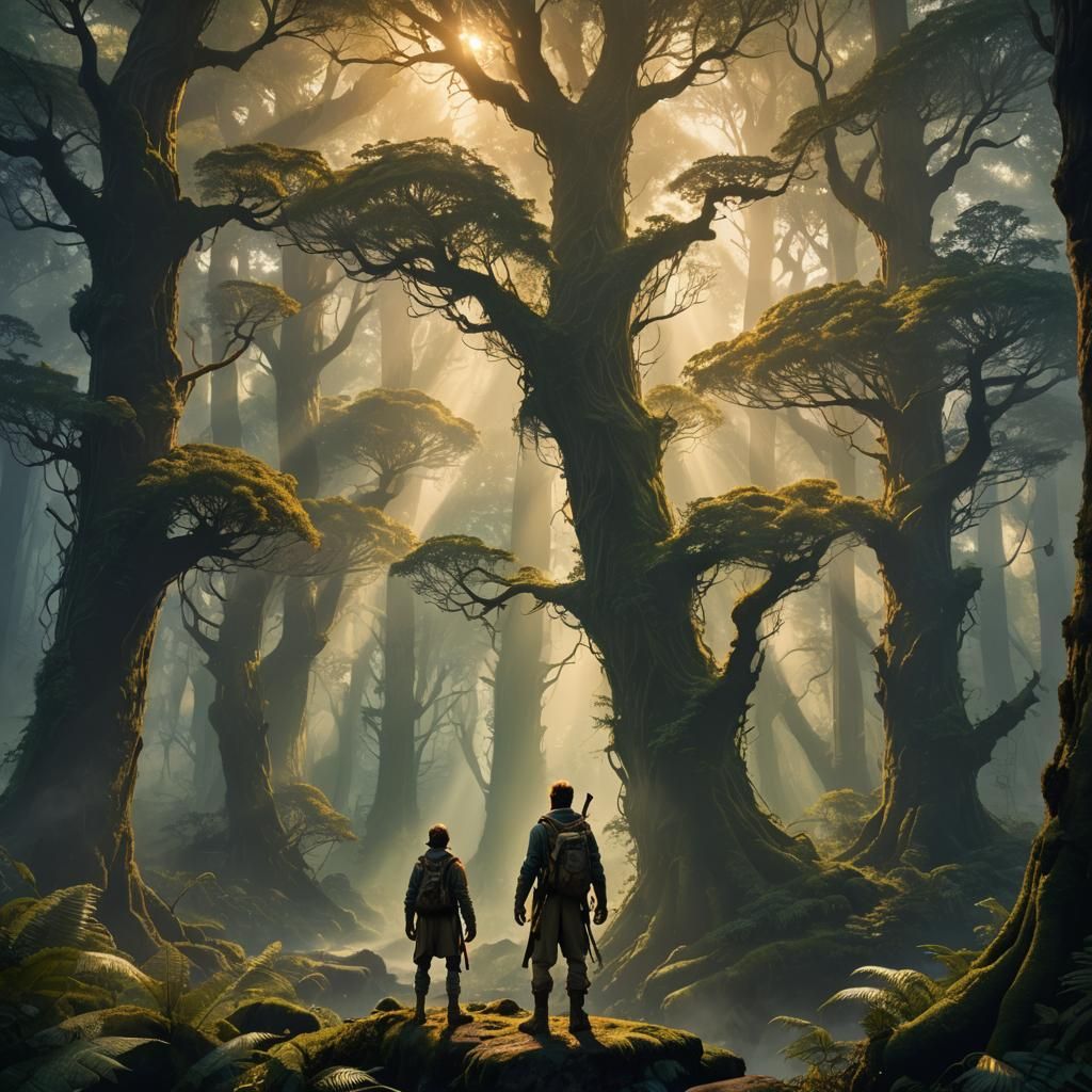 Adventurer Ready to Journey in Mystical Forest