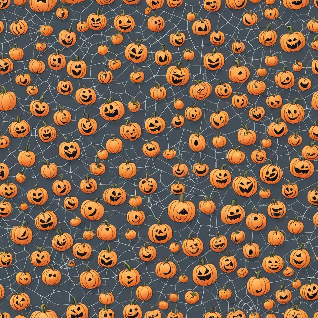 Cute Pumpkins on Spider Web in 3D Anime Art