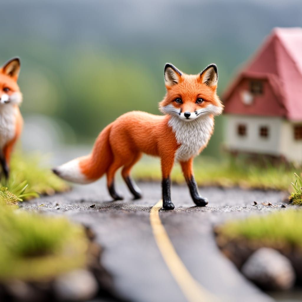 Adorable Miniature Foxtrot in Whimsical Tilt-Shift