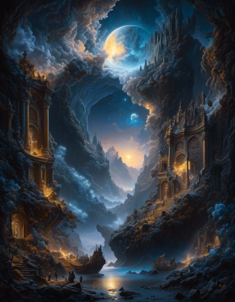 Moonlit Doorway to a Vibrant Dreamscape