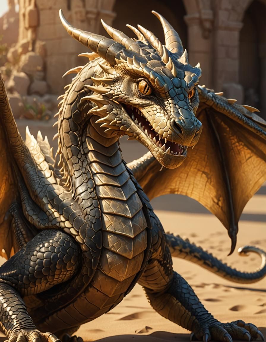 Young Sand Dragon Concept Art in Pixar Style