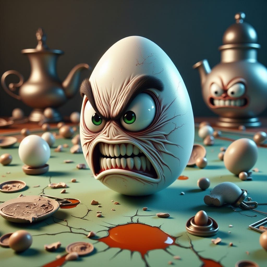 An Angry Egg as a silver-coated playing piece on a Monopoly ...