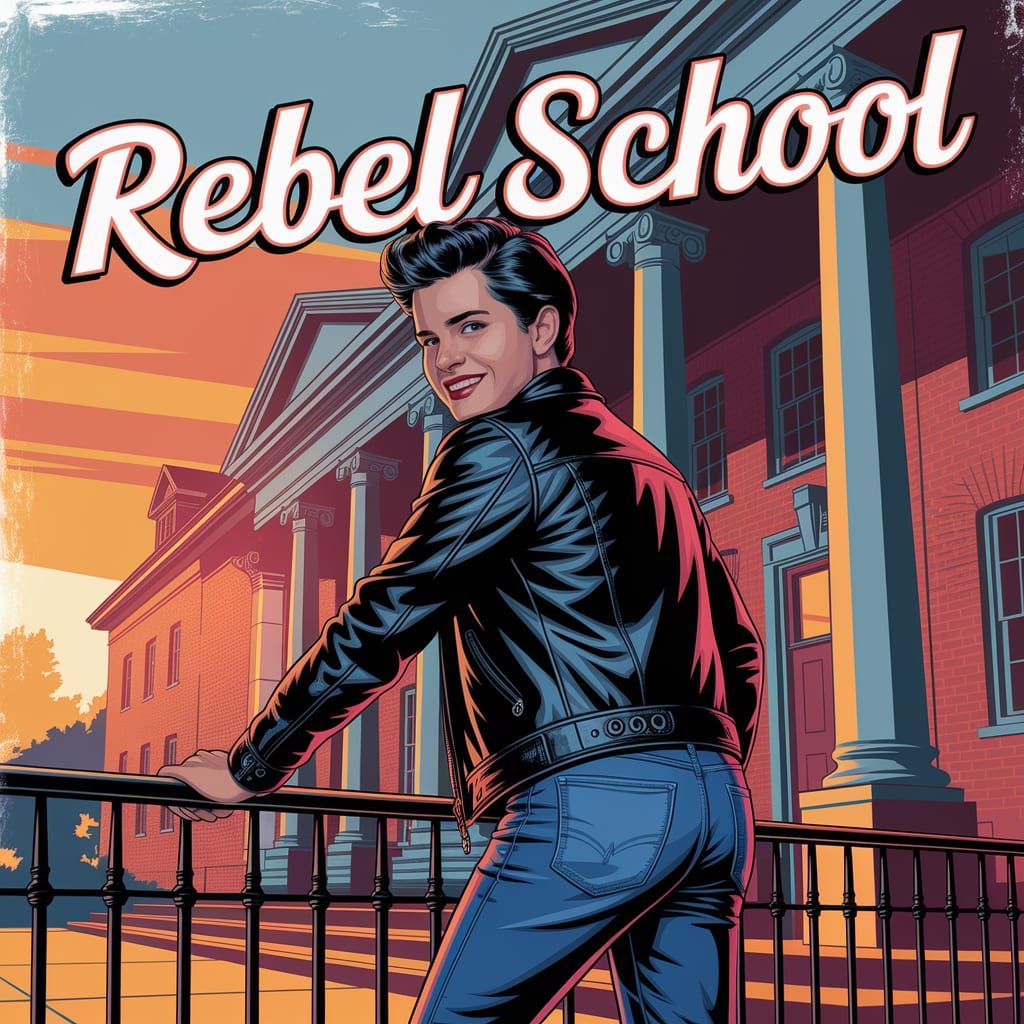 Rebellious Teenager at School in Golden Light