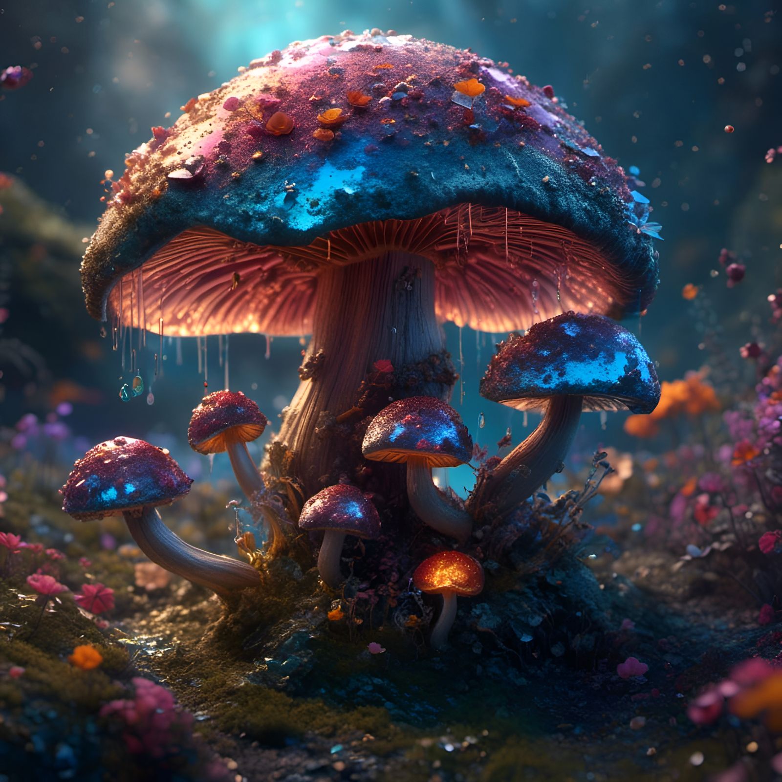 Glittering Magic Mushroom in Detailed Matte Painting