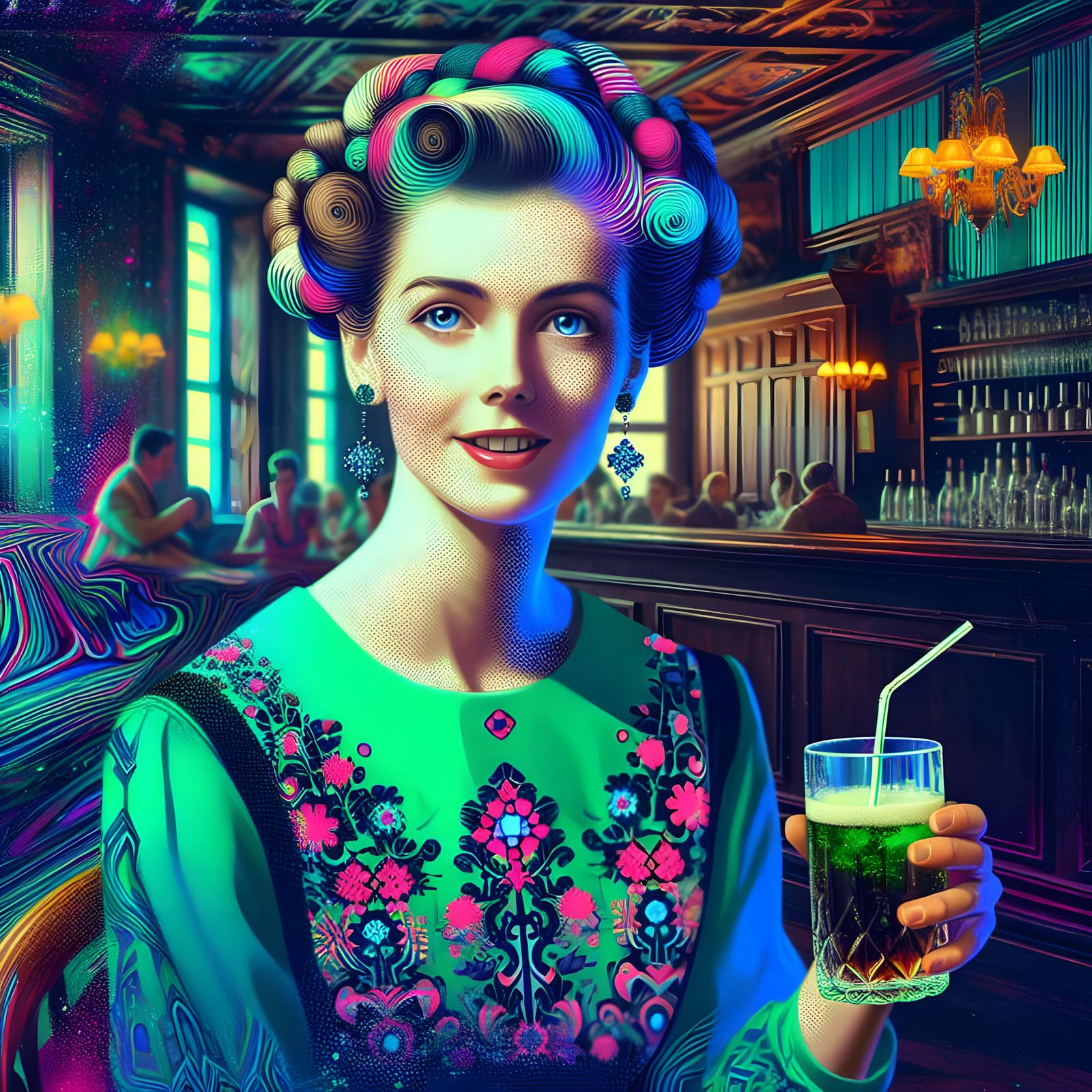 Ethereal 1990s Woman with Playful Mischief