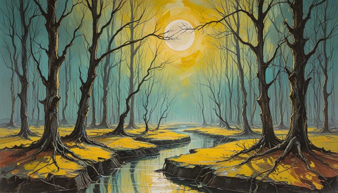 Luminous Forest Dreamscape in Vibrant Artistic Expression