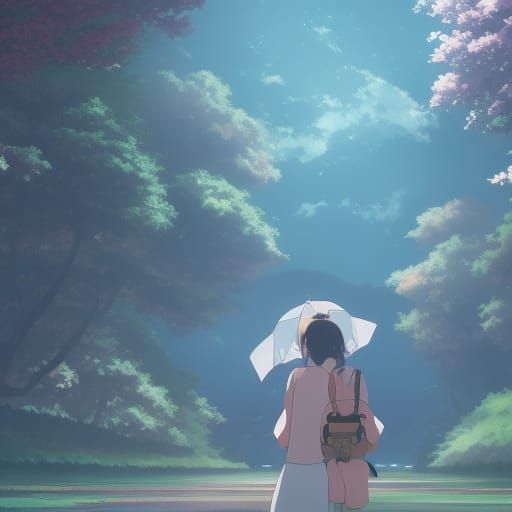 Coquette Aesthetic in Studio Ghibli Anime Style