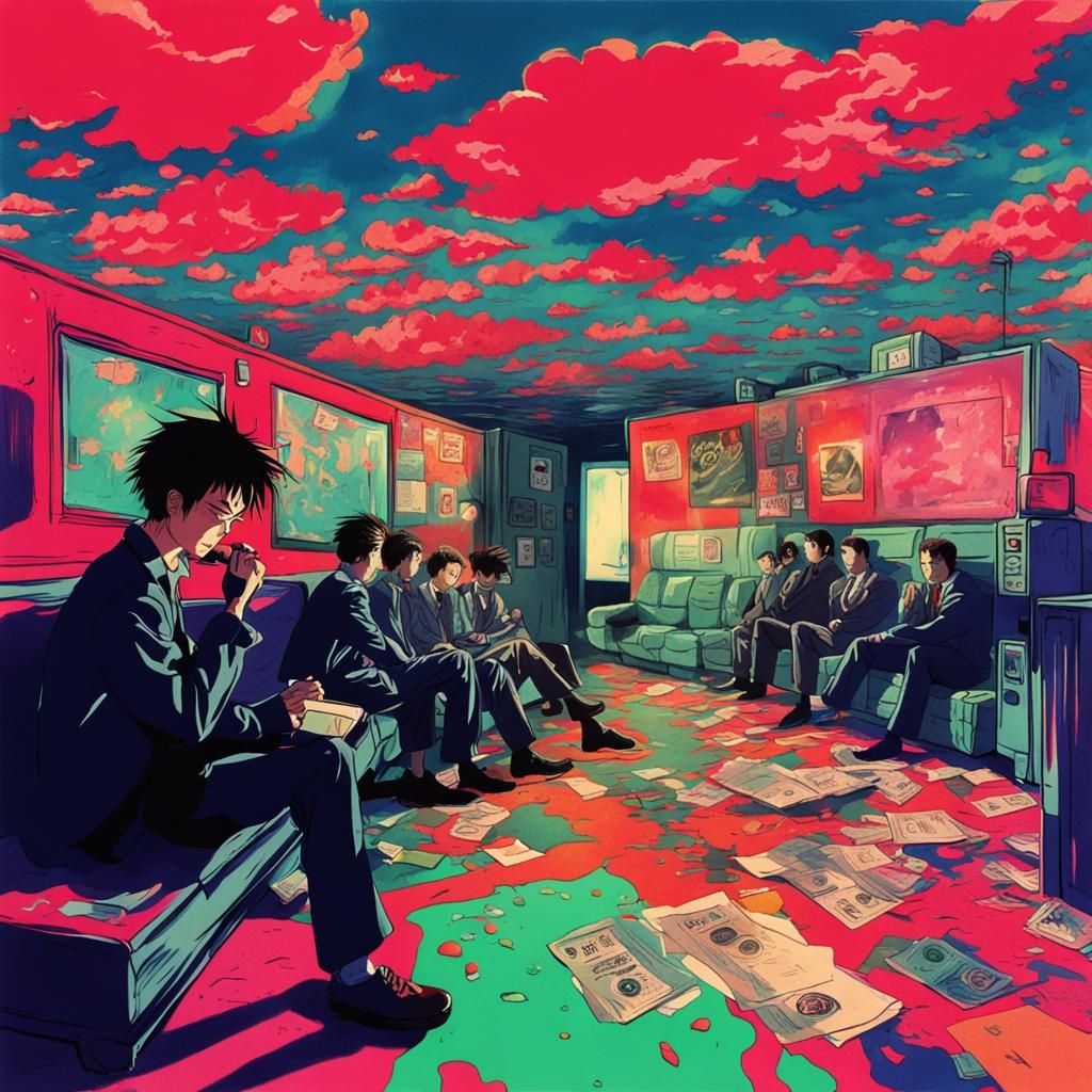 Surreal 90s Anime Dreamscape: Distorted Reality