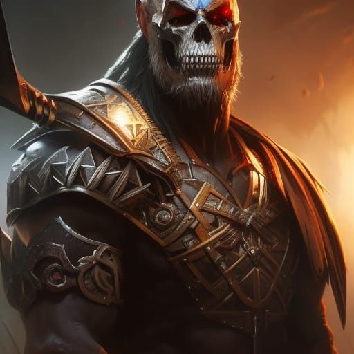 Skeletal Barbarian Berserker Portrait in Dark Fantasy Style
