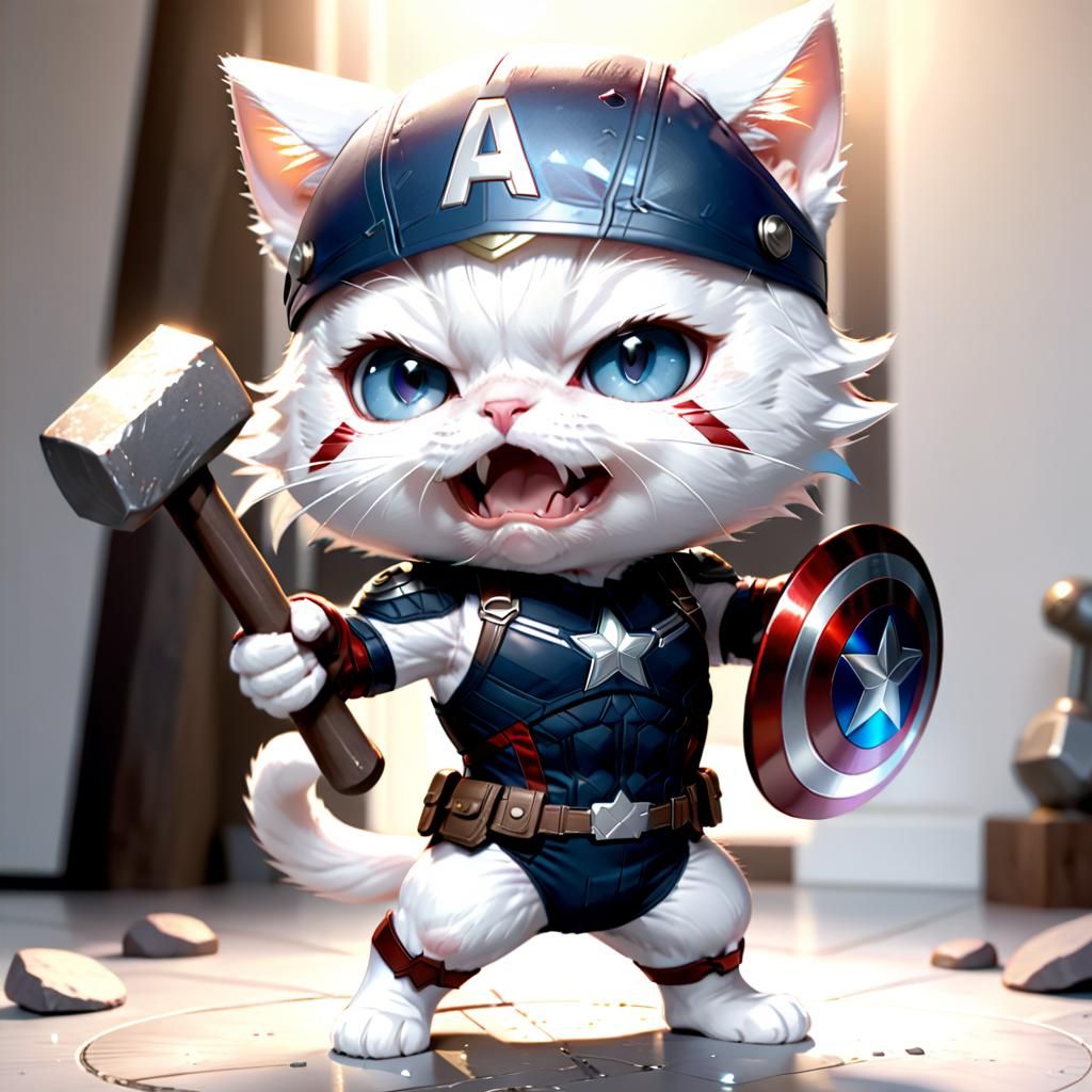 Captain Meowica: Chibi Cat as Captain America