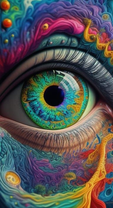 Surreal Eye Painting with Otherworldly Landscape