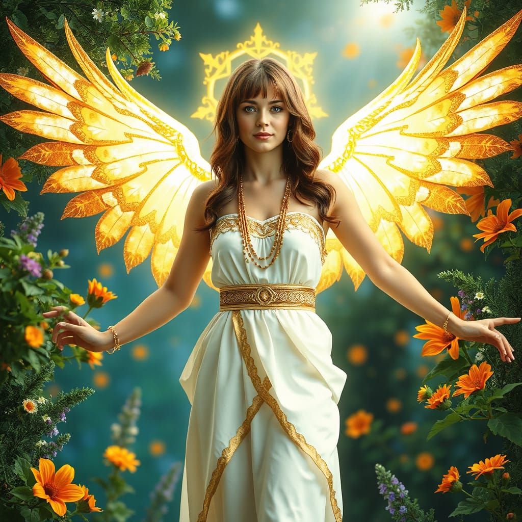Angel of Forgiveness in Whimsical, Art Nouveau-Inspired Sett...