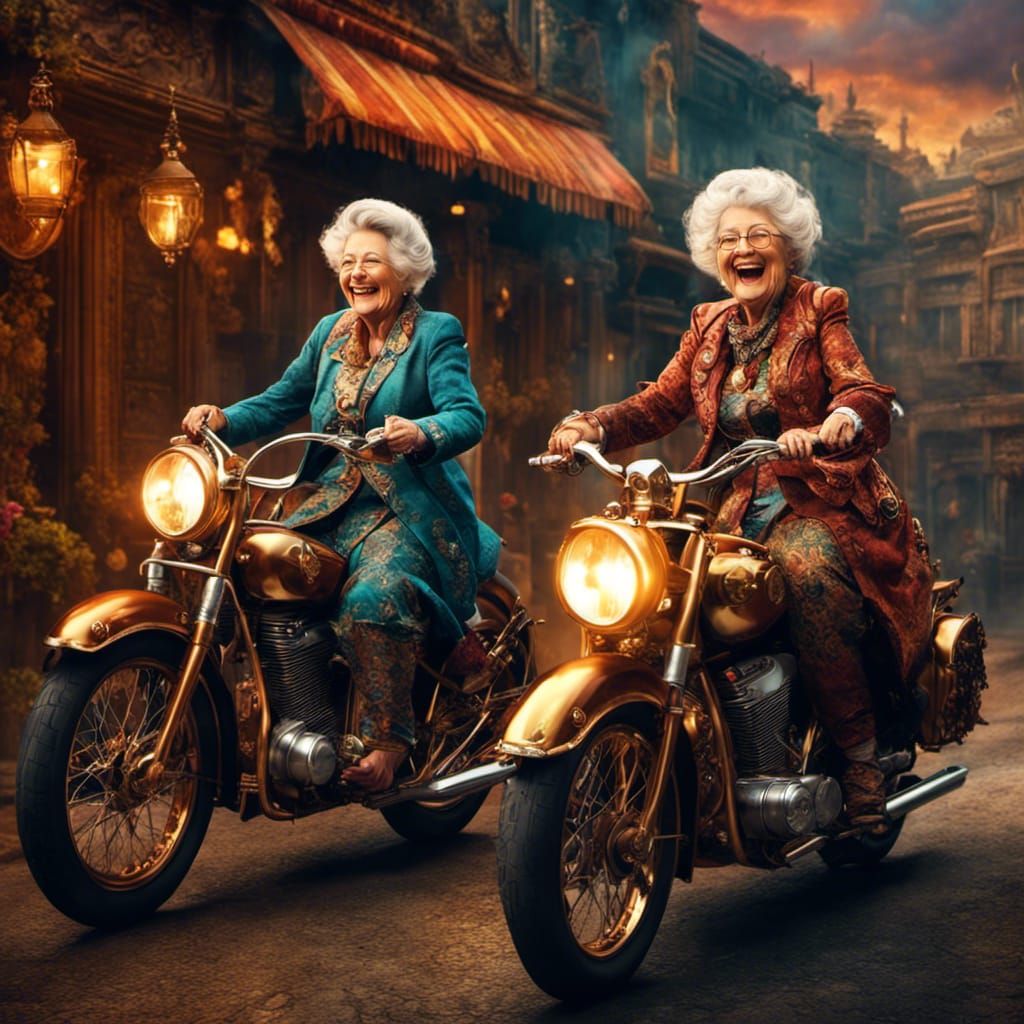 Steampunk Old Ladies on Motorcycles: Wild Adventure
