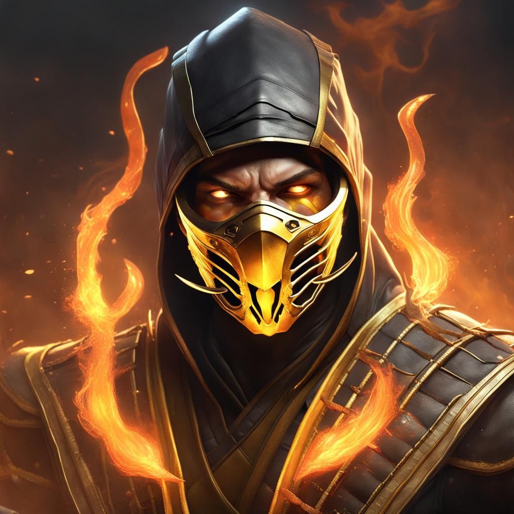 Scorpion Portrait with Fire, Digital Art