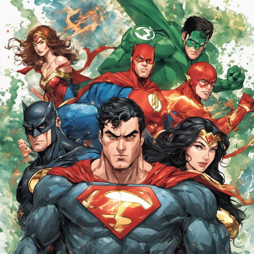 Justice League Anime Key Visual Manga Art
