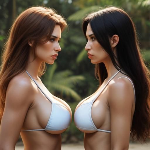 Two Women in Bikini Staredown
