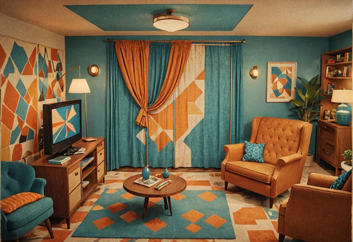 Cozy Retro Living Room in 70s Style