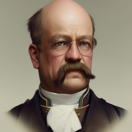 Otto Von Bismarck Portrait in Art Nouveau Style