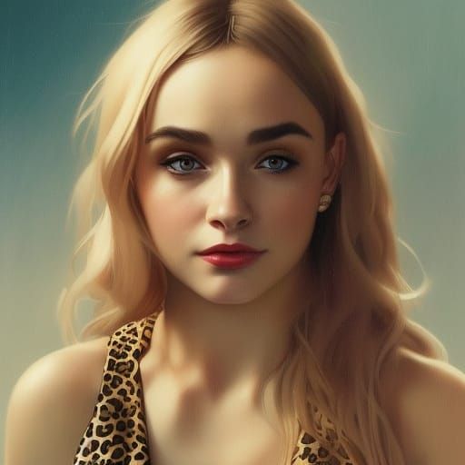 Hyperrealistic Portrait of Sabrina Carpenter in Leopard Prin...