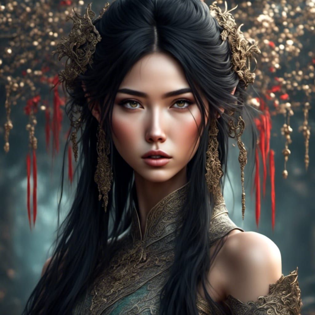 Beautiful Asian Woman with Mesmerizing Eyes