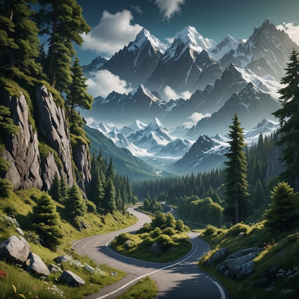 Road to Snowcapped Mountains: Nature Photography