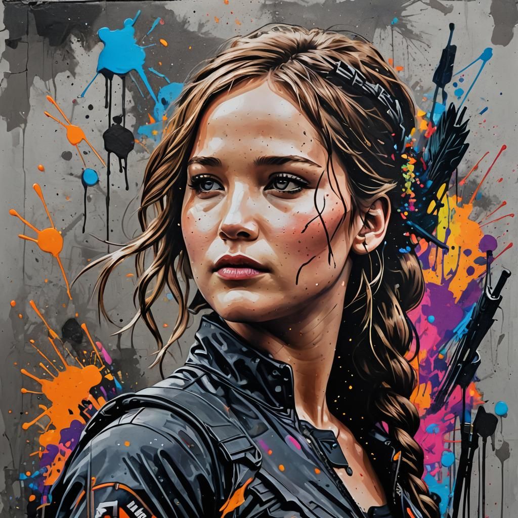 Jennifer Lawrence as Katniss in Graffiti Art