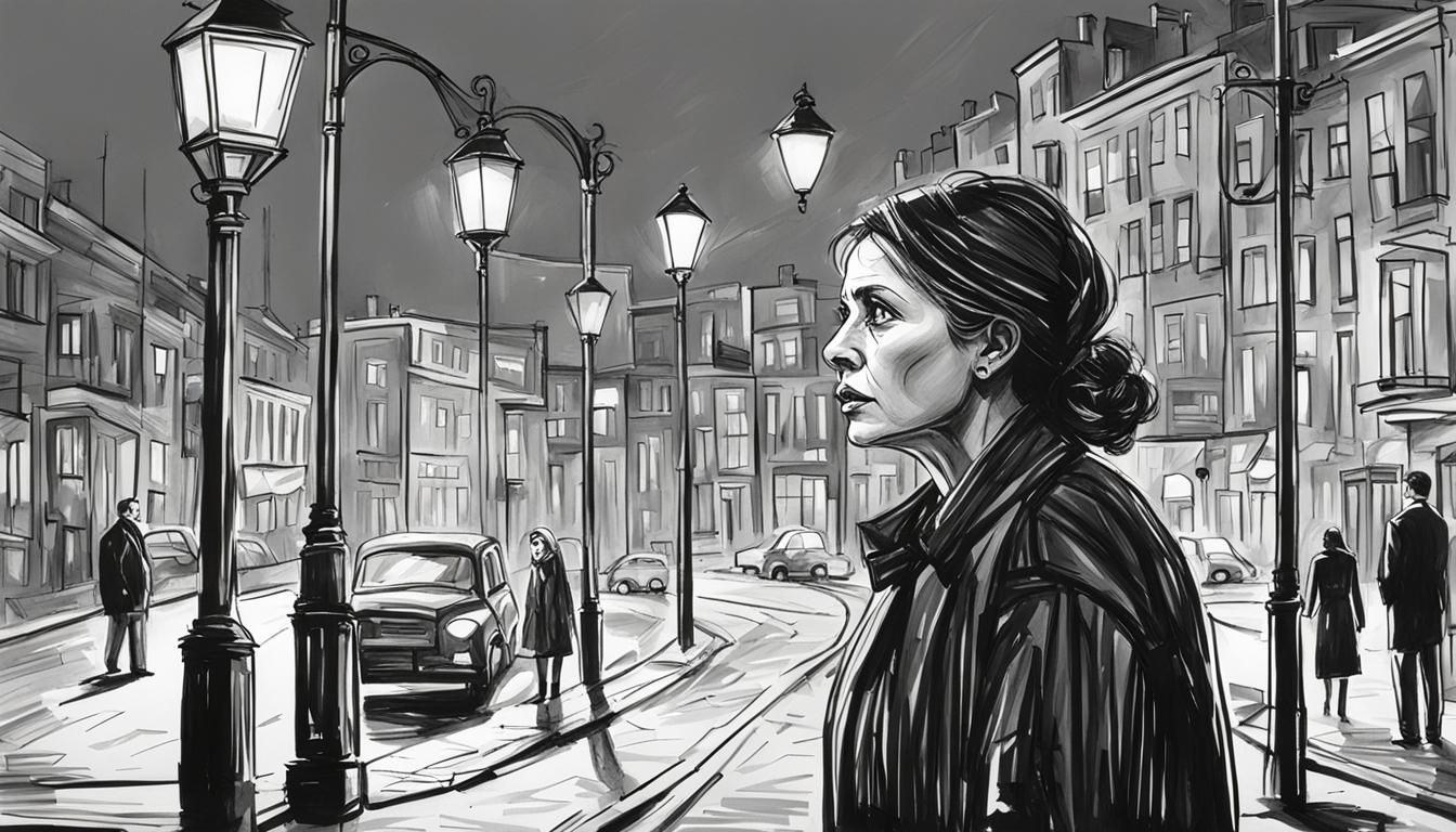 Black and White Drawing: Sad Woman's Argument